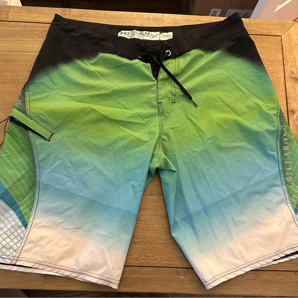 Billabong Green and Blue Board Shorts Gradient Design